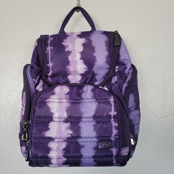Lug Caddy Purple Tie Dye Stripes Mini Backpack Toiletry Case Hanging Pockets Bag